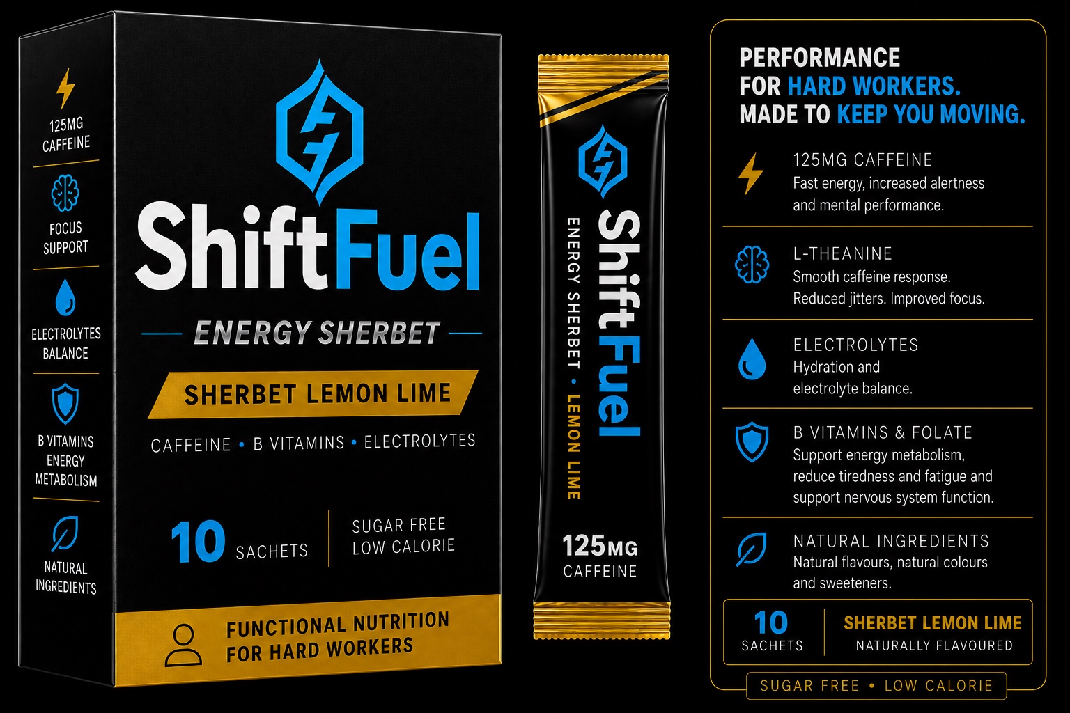 ShiftFuel Sherbet Lemon-Lime carton and sachet